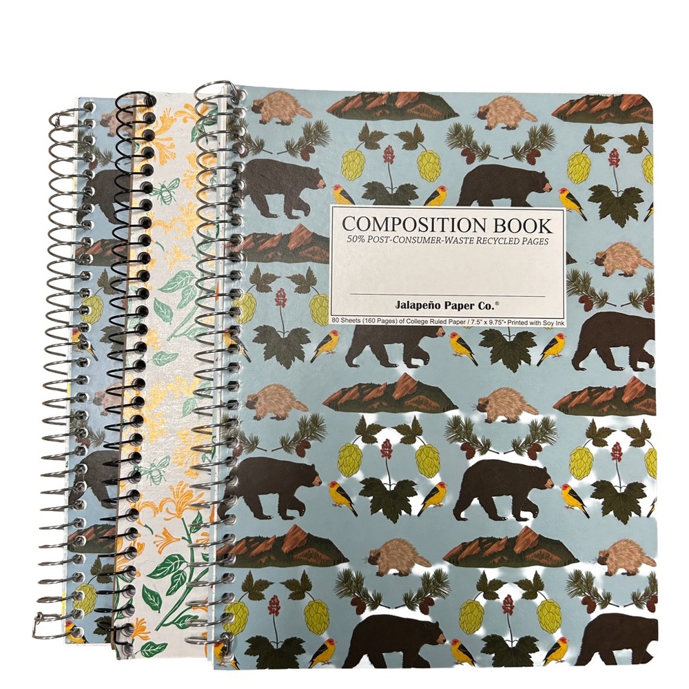 2 Bear Print Composition Notebooks and 1 decomposition notebook